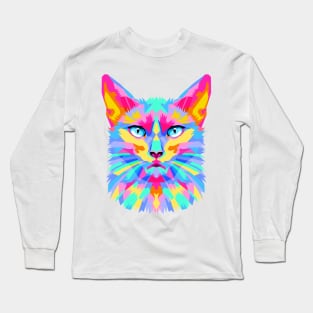 Vibrant Geo Cat Long Sleeve T-Shirt